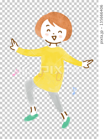 一幅女子跳繩的插圖 135666406