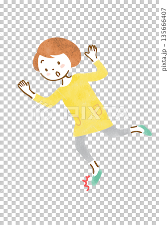 つまづいて転びそうになっている女性のイラスト 135666407