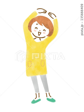 頭の上で丸を作る女性のイラスト 135666409