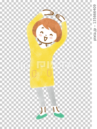 頭の上で丸を作る女性のイラスト 135666409