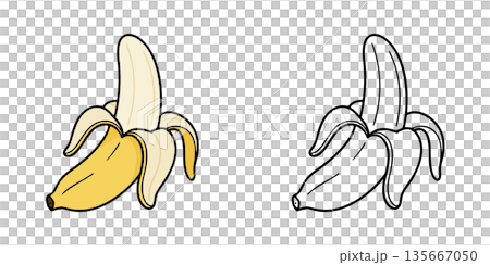 Peeled banana icon illustration 135667050