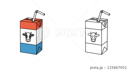 紙パックの牛乳のアイコンイラスト 135667052