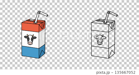 紙パックの牛乳のアイコンイラスト 135667052