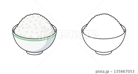 大盛りご飯茶碗のアイコンイラスト 135667053