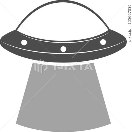 Flying saucer with glow in space. 135667059