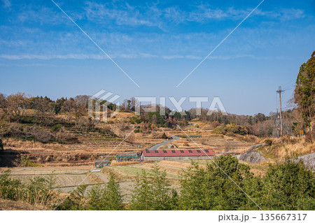 明日香村稲渕の棚田冬景色　日本の棚田百選　奈良県 135667317