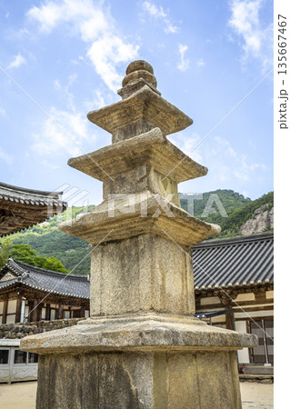 Three story stone pagoda at Naesosa Temple in Buangun, Jeollabukdo Three story stone pagoda at Naesosa Temple in Buangun, Jeollabukdo 135667467