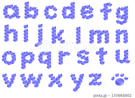 さりげなく可愛くておしゃれな猫顔シルエットで出来たアルファベット小文字a〜zセット_青 さりげなく可愛くておしゃれな猫顔シルエットで出来たアルファベット小文字a〜zセット_青 135668802