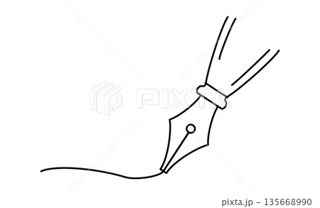 趣味の日記：万年筆で綴るシンプルなアイコンイラスト 135668990