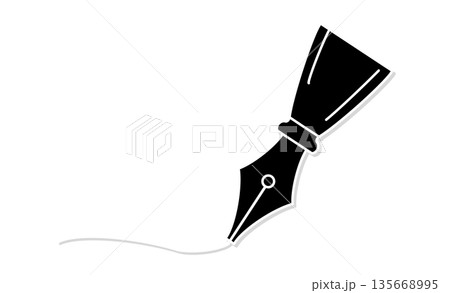 趣味の日記：万年筆で綴るシンプルなアイコンイラスト 135668995