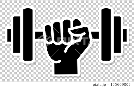 筋トレアイコン：趣味のエクササイズや筋肉トレーニングを表現するデザイン 135669003