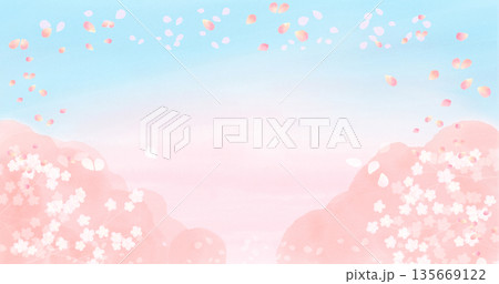 桜と空の背景イラスト素材 桜と空の背景イラスト素材 135669122