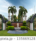 Jame' Asr Hassanil Bolkiah Mosque with fountain and palm trees, Bandar Seri Begawan, Brunei 135669128