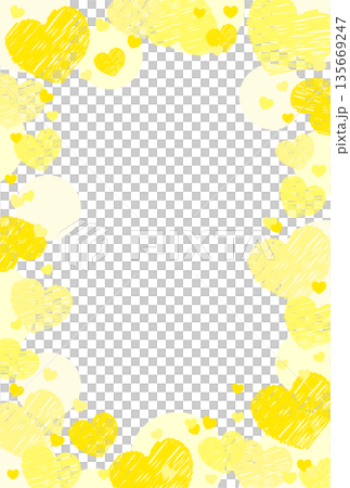 可愛いハートフレーム カードサイズ はがき バレンタイン 装飾素材 黄色 135669247