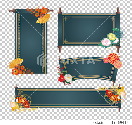 中華風フレーム飾り枠セット 135669415