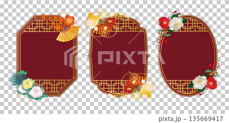 中華風フレーム飾り枠セット 135669417