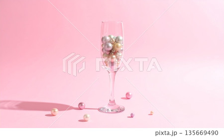 pink rose petals in a glass 135669490