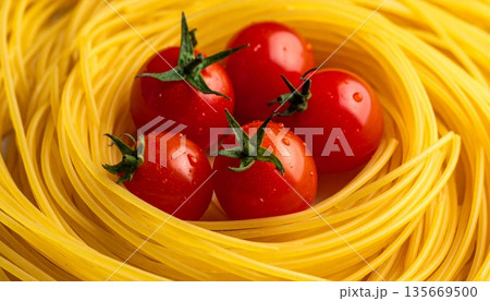 italian pasta with tomatoes 135669500