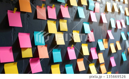 colorful sticky notes on black colorful sticky notes on black 135669526