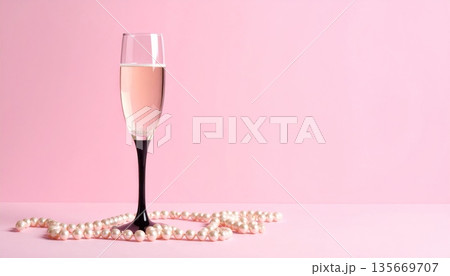 A romantic gift featuring a glass of red wine and pink rose flowers on a table for a Valentine celebration of love and wedding romance A romantic gift featuring a glass of red wine and pink rose flowers on a table for a Valentine celebration of love and wedding romance 135669707