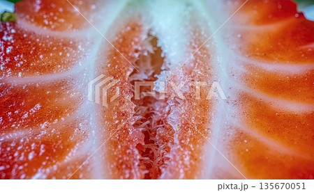 《AI画像》カットした苺の超クローズアップ 《AI画像》カットした苺の超クローズアップ 135670051