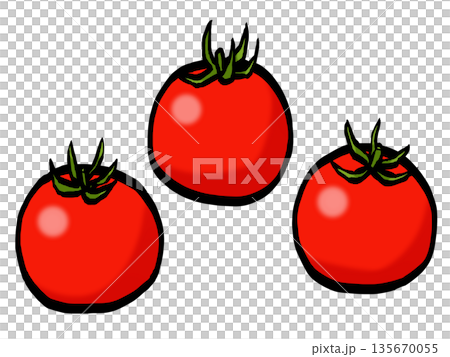 ミニトマトのイラスト (筆タッチ・赤) ミニトマトのイラスト (筆タッチ・赤) 135670055
