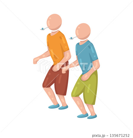 Illustration of Marble Spoon Race Game 135671252