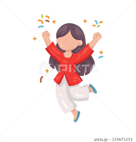 Illustration of Happy Girl Illustration of Happy Girl 135671253