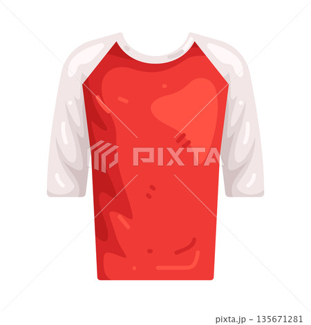 Illustration of Long-Sleeved Raglan T-Shirt 135671281