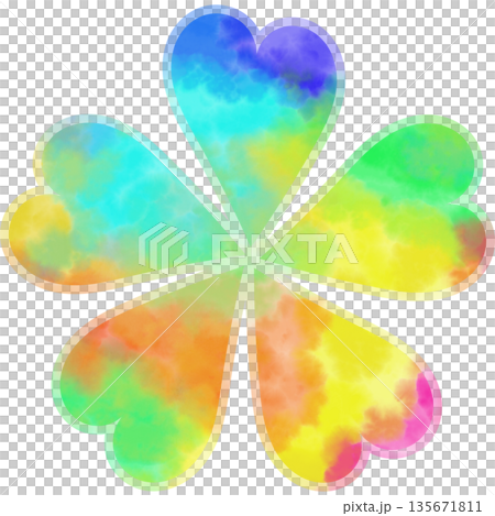 綺麗な水彩模様の花型のアイコンのイメージのイラスト 綺麗な水彩模様の花型のアイコンのイメージのイラスト 135671811