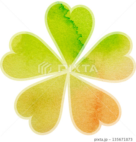 綺麗な水彩模様の花型のアイコンのイメージのイラスト 135671873