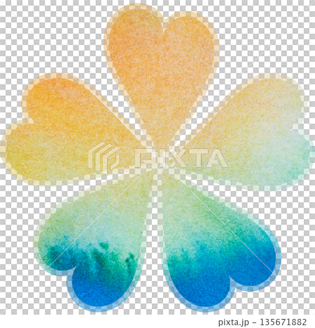 綺麗な水彩模様の花型のアイコンのイメージのイラスト 135671882