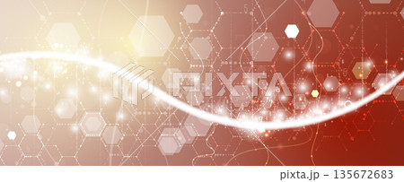 Futuristic digital illustration of DNA strands, connected neural web Futuristic digital illustration of DNA strands, connected neural web 135672683