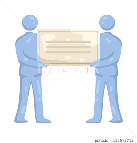 Illustration of Two People Holding a Certificate 135672712