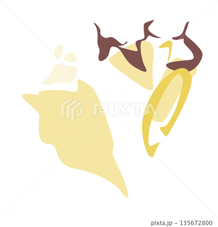 Gentle cream, brown, and yellow abstract blobs combination forming surreal organic balance. Vector shapes composition for interior print decor, modern product packaging, or lifestyle design concepts. 135672800