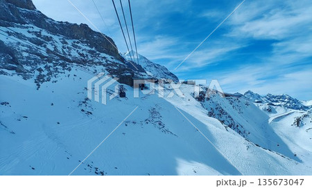 Interlaken,  Switzerland - March 18 2023: Surrounding View of Mountanious Interlaken 135673047