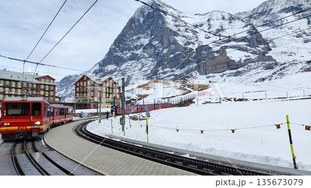 Interlaken, Switzerland - March 18 2023: Surrounding View of Mountanious Interlaken Interlaken, Switzerland - March 18 2023: Surrounding View of Mountanious Interlaken 135673079