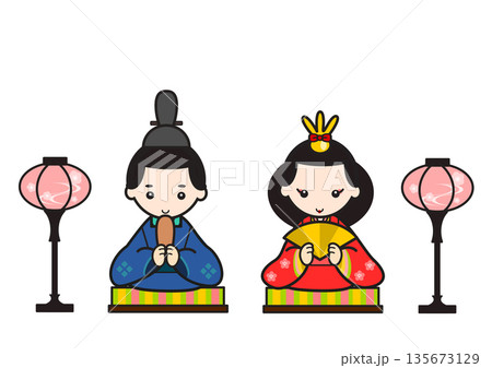 桃の節句 ひな祭りのイラスト お雛様とお内裏様 桃の節句 ひな祭りのイラスト お雛様とお内裏様 135673129