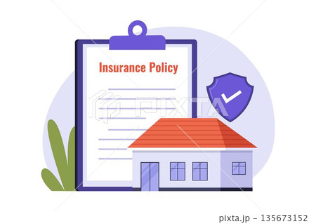 Residential Property Insurance Policy and Home Coverage Document Illustration 135673152