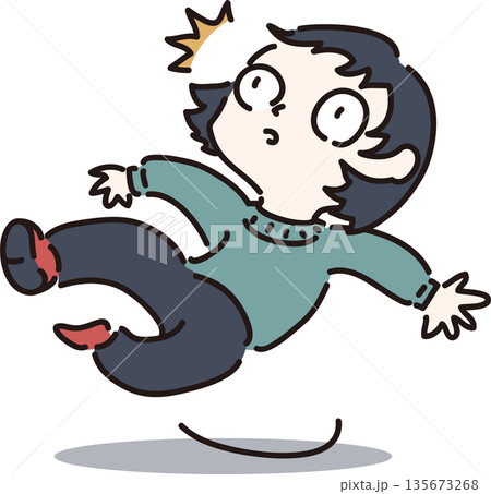 滑って驚いた表情の子どものイラスト 長い髪 滑って驚いた表情の子どものイラスト 長い髪 135673268