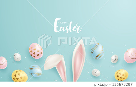 Happy Easter! Illustration vector background of a beautiful Easter greeting card. Happy Easter! Illustration vector background of a beautiful Easter greeting card. 135673297