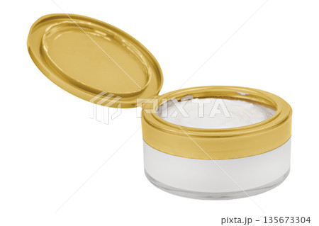 Body cream in a transparent jar on an isolated white background 135673304