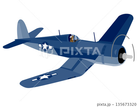 第二次世界大戦のアメリカ軍戦闘機コルセアのイラスト 135673320