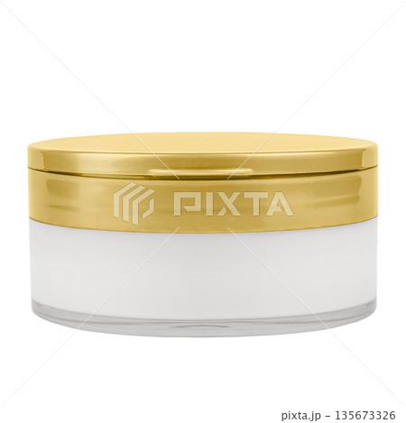 Body cream in a transparent jar on an isolated white background 135673326