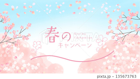 春 桜 背景 バナー向けイラスト 春 桜 背景 バナー向けイラスト 135673763