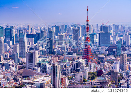 （東京都）東京都市風景・東京タワー 135674546