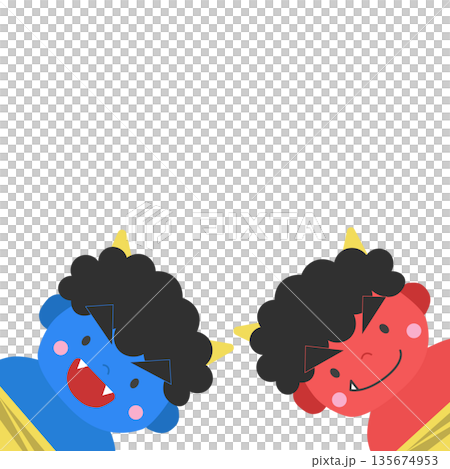 節分素材，惡魔，邊框背景素材，方形 135674953