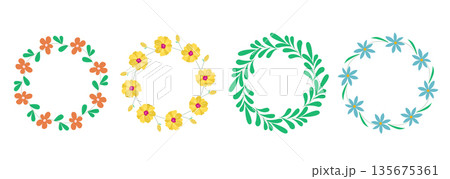Set of cute floral round frames. 135675361