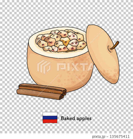 ロシア料理焼き林檎のイラスト|観光、旅行、ロシアグルメ、郷土料理 ロシア料理焼き林檎のイラスト|観光、旅行、ロシアグルメ、郷土料理 135675411