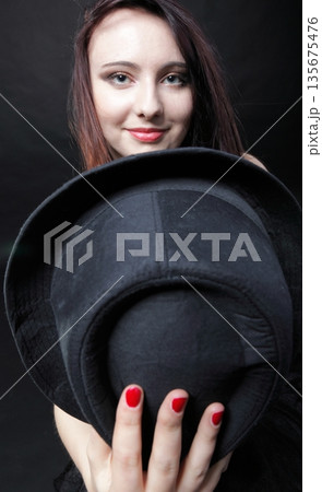 Portrait woman in red corset Portrait woman in red corset 135675476
